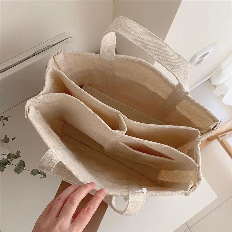 Women's Large-Capacity Canvas Tote Bag with Crossbody Strap