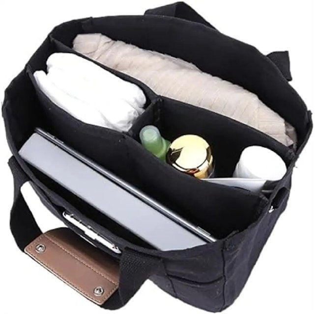 Women's Large-Capacity Canvas Tote Bag with Crossbody Strap