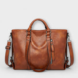 Women's Large Leather Bag - Olivia - Brown