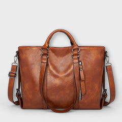 Women's Large Leather Bag - Olivia - Brown
