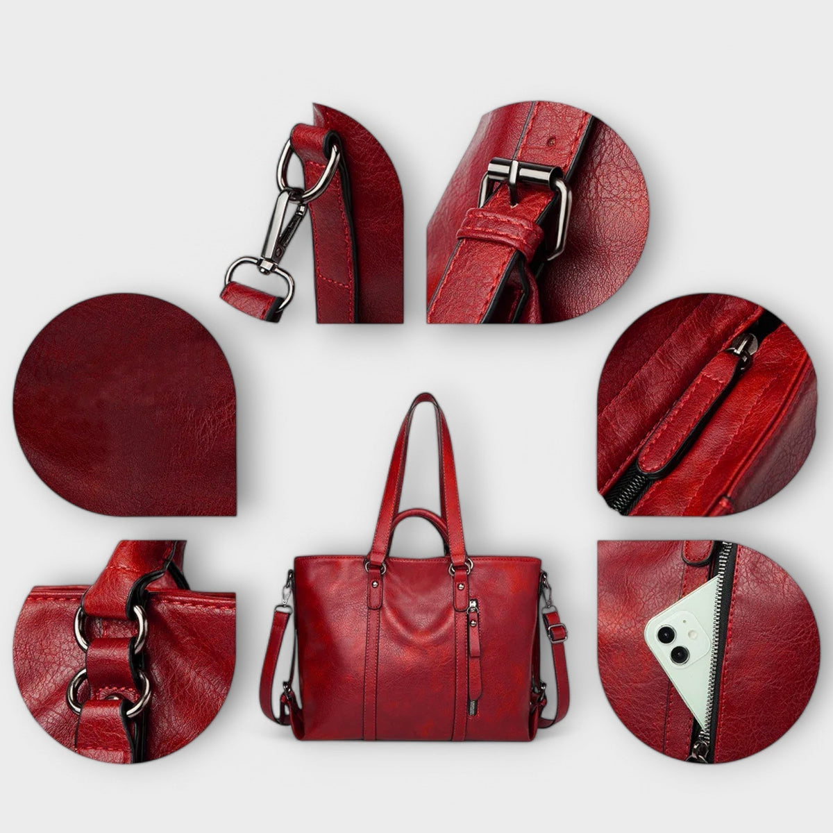 Women's Large Leather Bag - Olivia