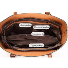 Women's Large Leather-Look Oil-Wax Shoulder Tote Bag