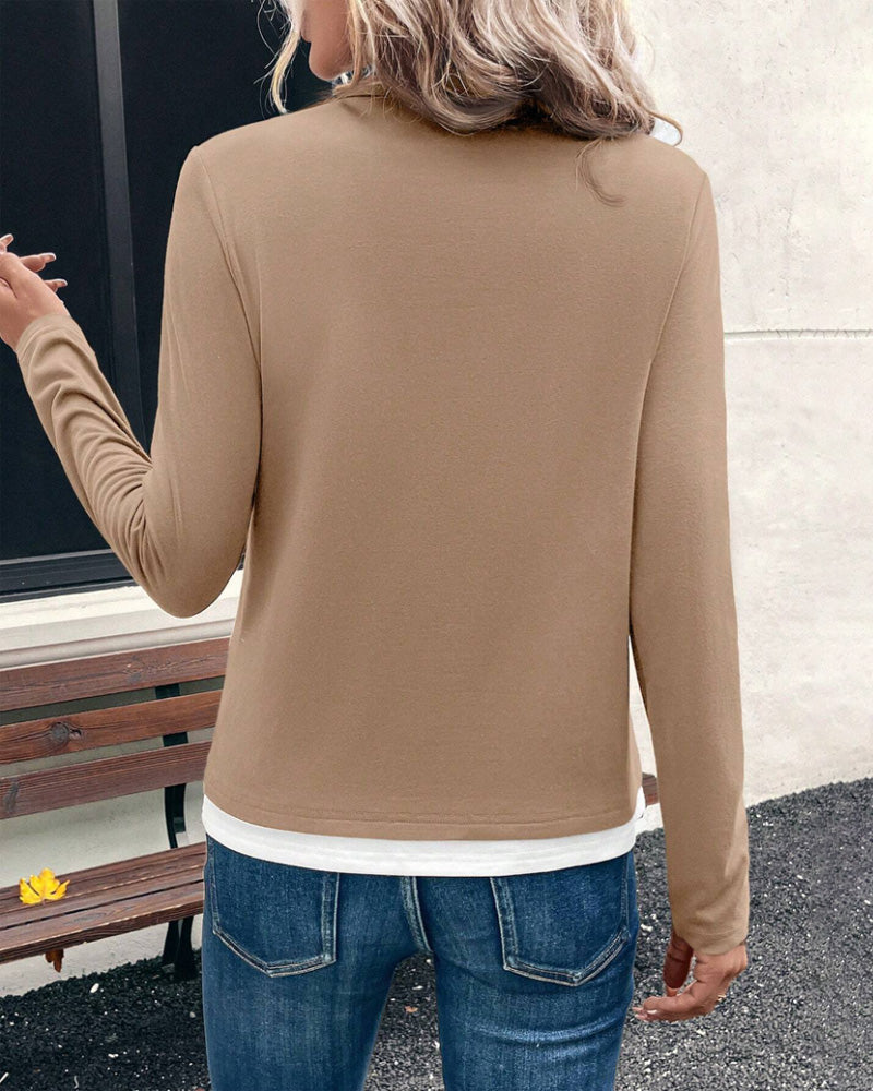 Women's Layered Long Sleeve Blouse - Casual Chic | Fall