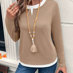 Women's Layered Long Sleeve Blouse - Casual Chic | Autumn