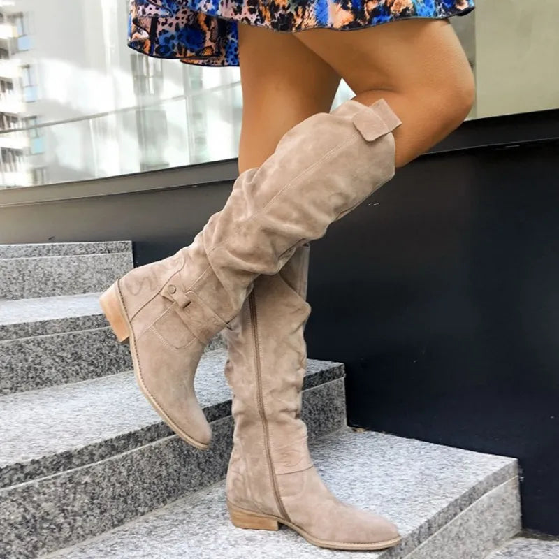 Women's Leather Boots Elegant - Timeless Style | Autumn - Beige