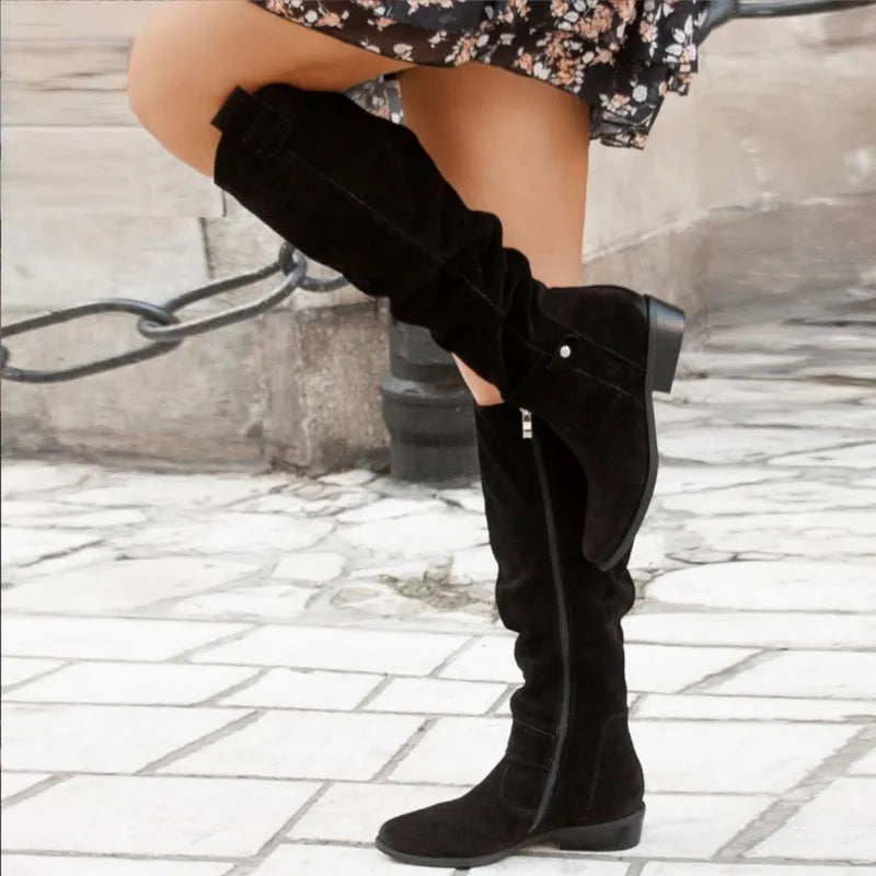 Women's Leather Boots Elegant - Timeless Style | Autumn - Black