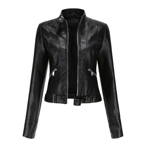 Women's Leather Jacket - Elegant Zip Style | Autumn - Black