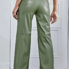 Women's Leather Pants | High-Waist Wide-Leg | Spring