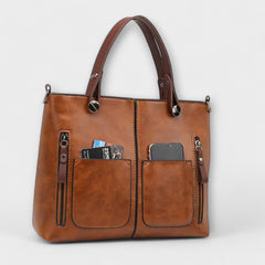 Women's Leather Tote Bag - Elegant Everyday Carryall