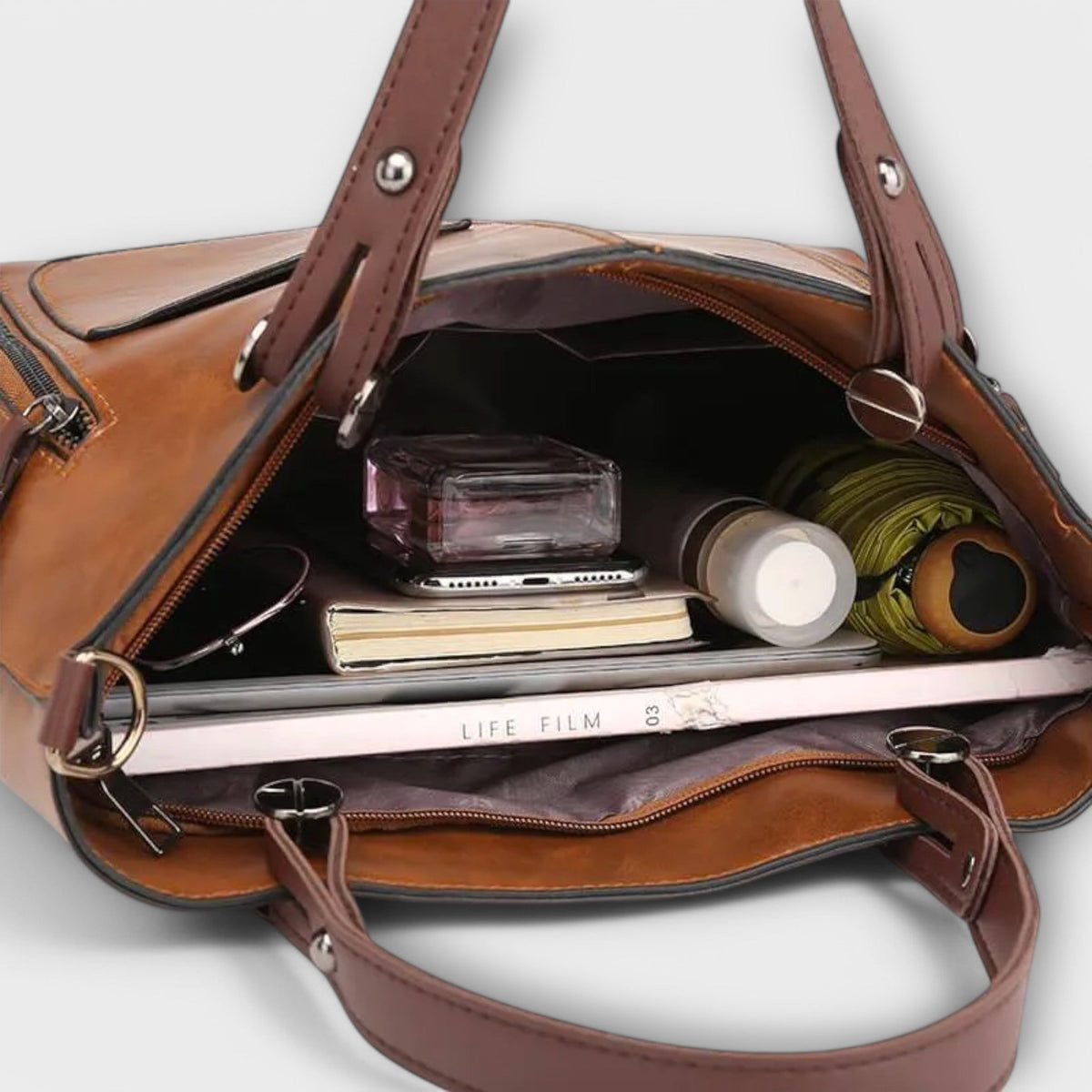 Women's Leather Tote Bag - Elegant Everyday Carryall