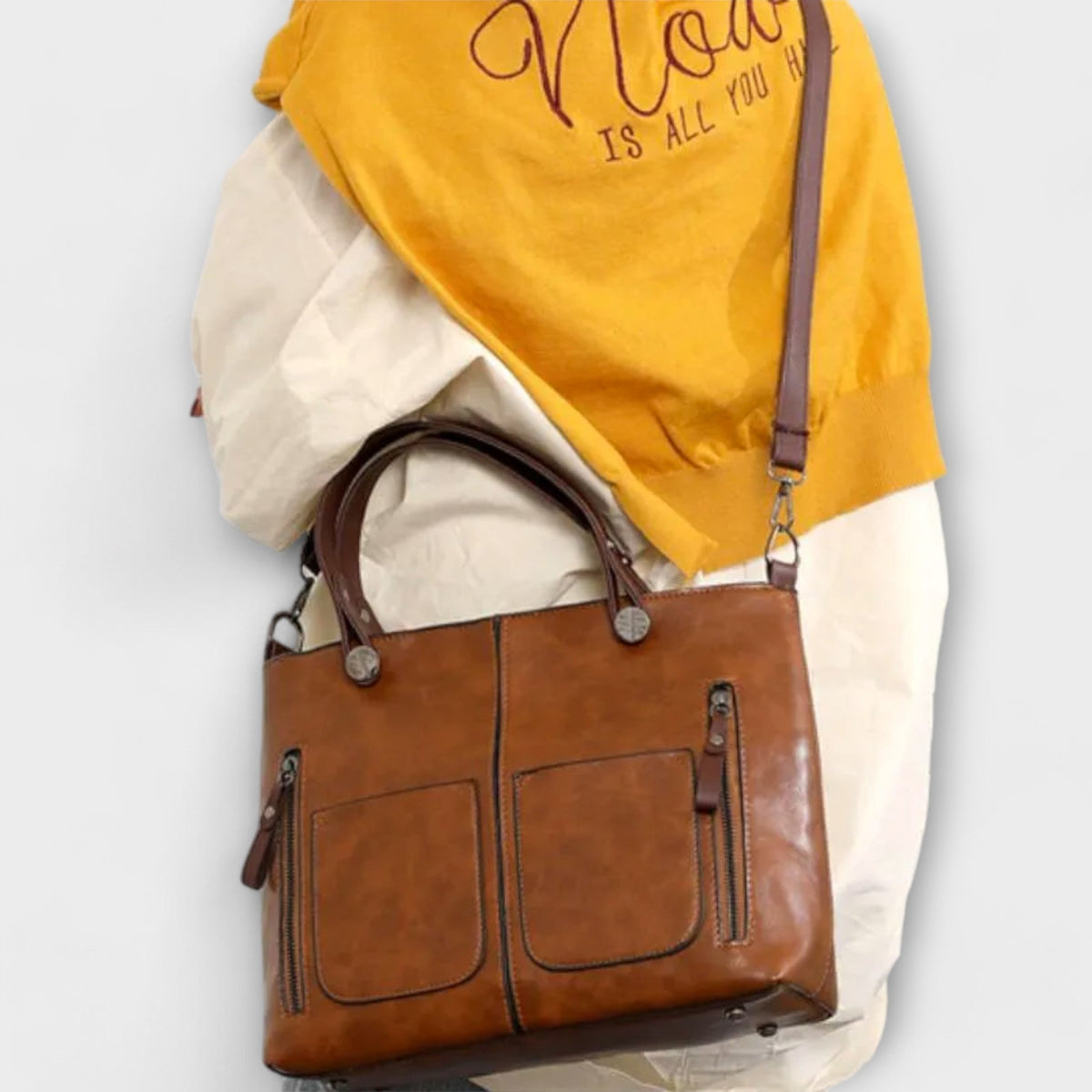 Women's Leather Tote Bag - Elegant Everyday Carryall