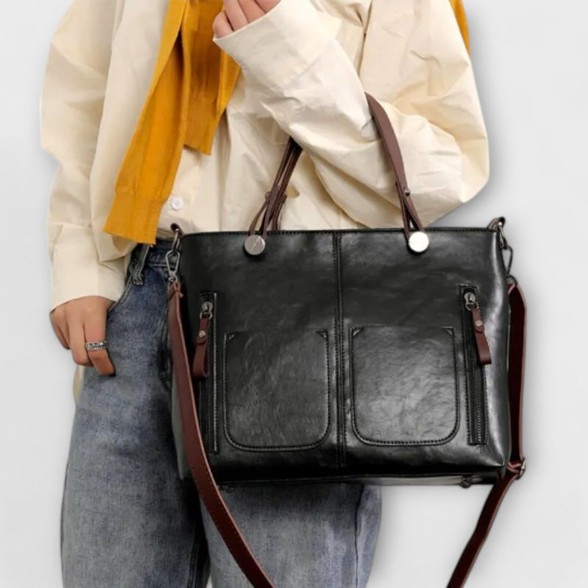 Women's Leather Tote Bag - Elegant Everyday Carryall