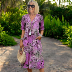 Women's Lightweight Flowing Dress - Flattering Summer Style - Purple