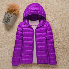 Women's Lightweight Hooded Quilted Jacket - Packable Puffer | Winter - Lilac
