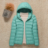 Women's Lightweight Hooded Quilted Jacket - Packable Puffer | Winter - Turquoise