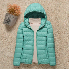 Women's Lightweight Hooded Quilted Jacket - Packable Puffer | Winter - Turquoise