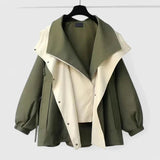 Women's Lightweight Jacket - Adjustable Waist Water-Repellent | Autumn - Green
