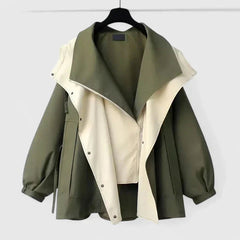 Women's Lightweight Jacket - Adjustable Waist Water-Repellent | Autumn - Green
