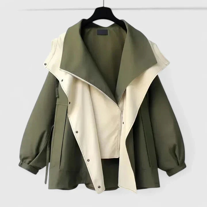 Women's Lightweight Jacket - Adjustable Waist Water-Repellent | Autumn - Green