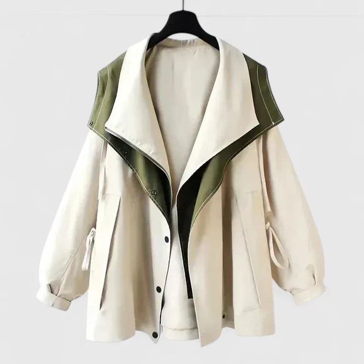 Women's Lightweight Jacket - Adjustable Waist Water-Repellent | Autumn - White