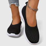 Women's Lightweight Knit Slip-On Flats - Casual Summer Style - Black