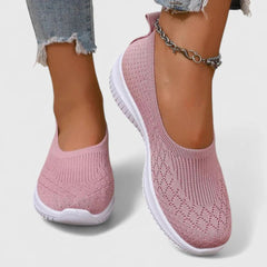 Women's Lightweight Knit Slip-On Flats - Casual Summer Style - Pink