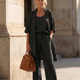 Women's Lightweight Linen Set - Relaxed Fit | Spring - Black