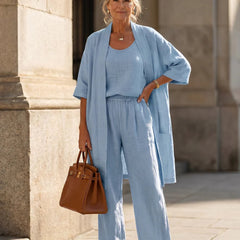 Women's Lightweight Linen Set - Relaxed Fit | Spring - Blue