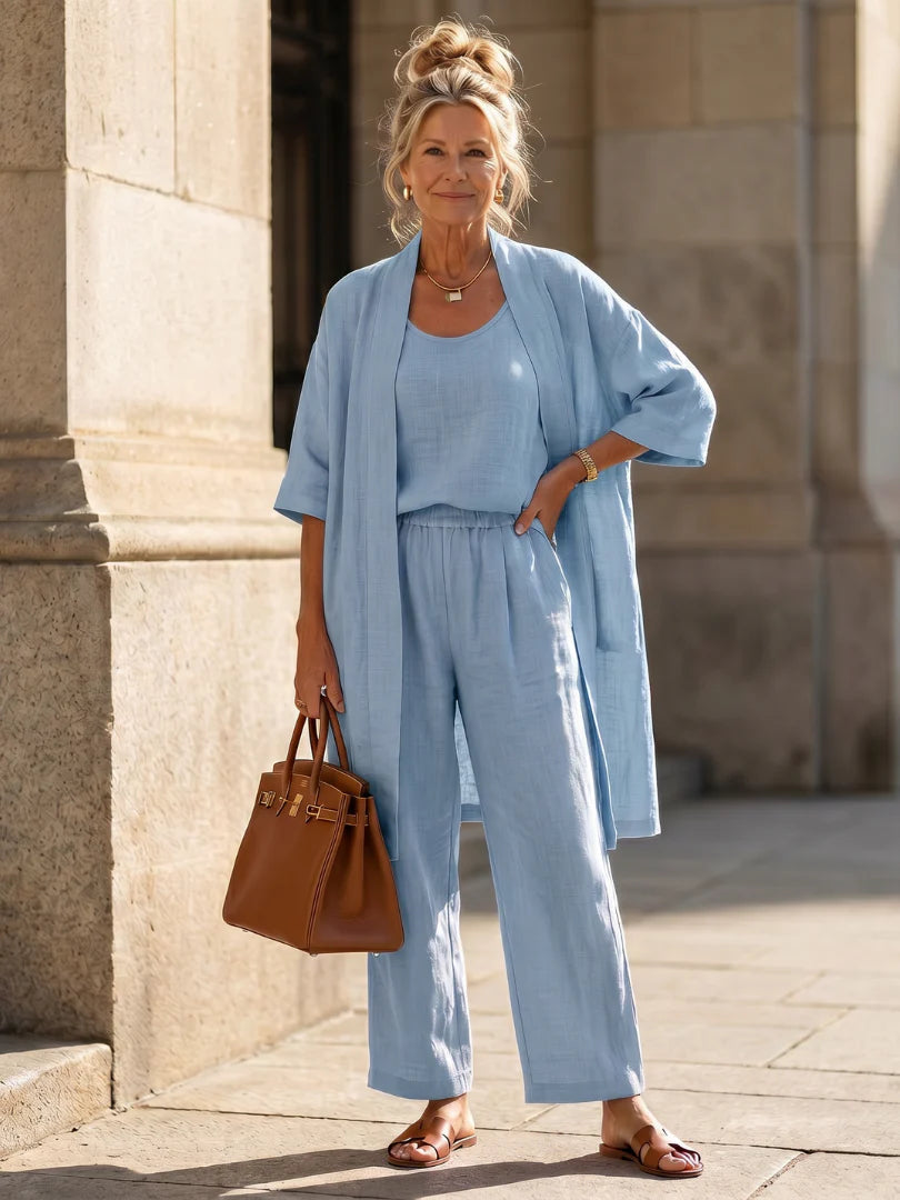 Women's Lightweight Linen Set - Relaxed Fit | Spring - Blue