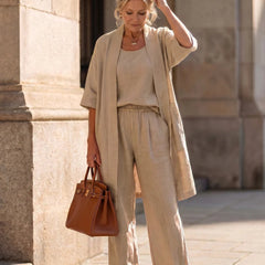 Women's Lightweight Linen Set - Relaxed Fit | Spring - Khaki
