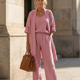 Women's Lightweight Linen Set - Relaxed Fit | Spring - Pink