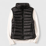 Women's Lightweight Quilted Sleeveless Puffer Vest - Zip-Up | Winter - Black