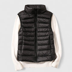 Women's Lightweight Quilted Sleeveless Puffer Vest - Zip-Up | Winter - Black