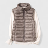 Women's Lightweight Quilted Sleeveless Puffer Vest - Zip-Up | Winter - Khaki