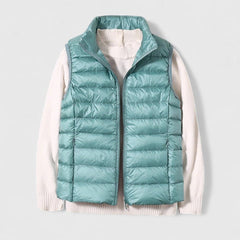 Women's Lightweight Quilted Sleeveless Puffer Vest - Zip-Up | Winter - Light Blue