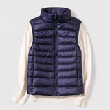 Women's Lightweight Quilted Sleeveless Puffer Vest - Zip-Up | Winter - Navy