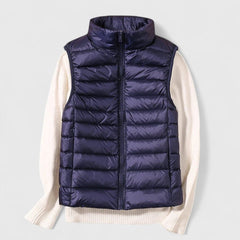 Women's Lightweight Quilted Sleeveless Puffer Vest - Zip-Up | Winter - Navy