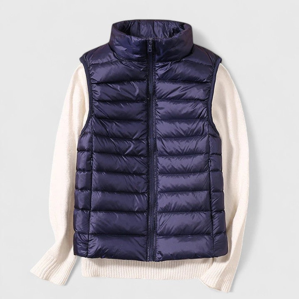 Women's Lightweight Quilted Sleeveless Puffer Vest - Zip-Up | Winter - Navy