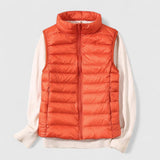 Women's Lightweight Quilted Sleeveless Puffer Vest - Zip-Up | Winter - Orange