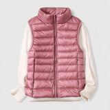 Women's Lightweight Quilted Sleeveless Puffer Vest - Zip-Up | Winter - Pink