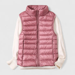 Women's Lightweight Quilted Sleeveless Puffer Vest - Zip-Up | Winter - Pink