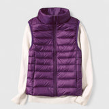 Women's Lightweight Quilted Sleeveless Puffer Vest - Zip-Up | Winter - Purple