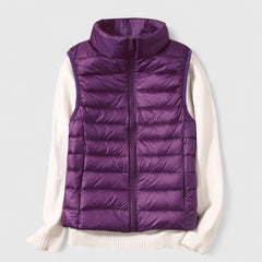 Women's Lightweight Quilted Sleeveless Puffer Vest - Zip-Up | Winter - Purple