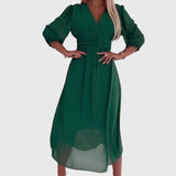 Women's Lightweight Silky Chiffon Dress - Elegant Drape | Spring - Green