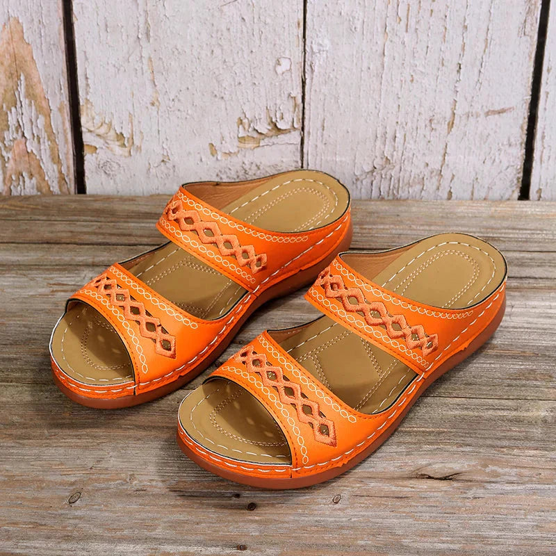 Women's Lightweight Slide Sandals | Supportive | Summer - Orange