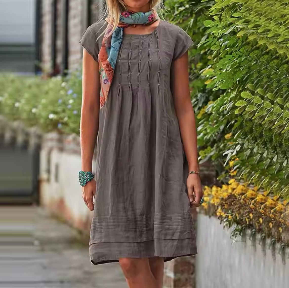 Women's Lightweight Summer Dress - Breathable Casual - Grey