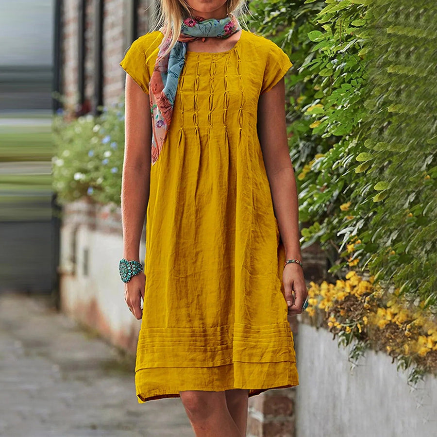 Women's Lightweight Summer Dress - Breathable Casual - Yellow