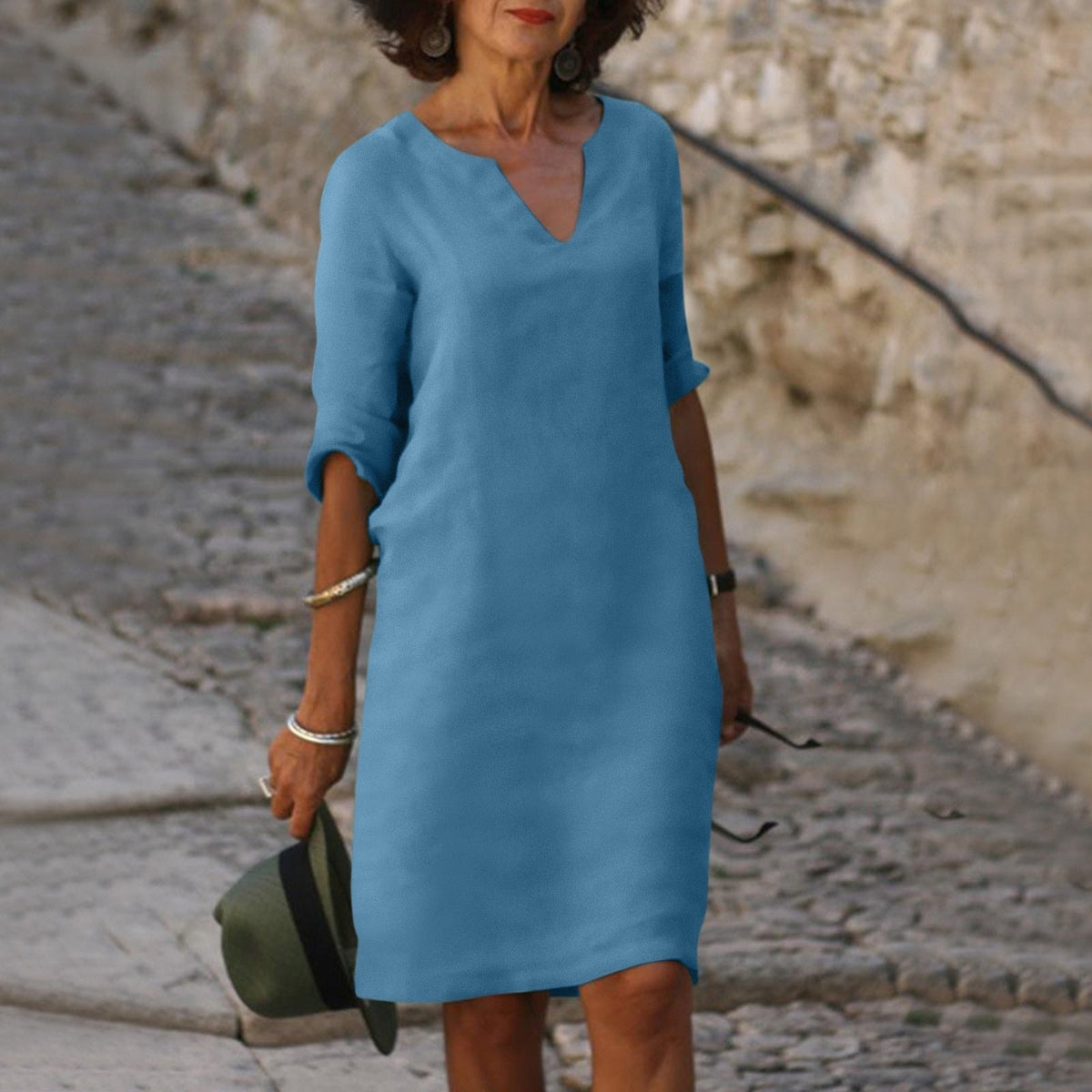Women's Lightweight Summer Dress - Casual Everyday Style - Light Blue