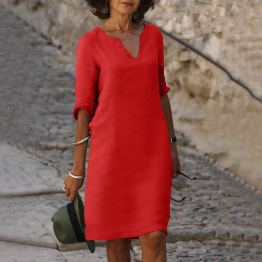 Women's Lightweight Summer Dress - Casual Everyday Style - Red