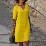 Women's Lightweight Summer Dress - Casual Everyday Style - Yellow